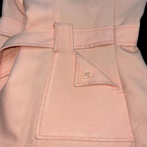 Vintage 70s Collage Town Peach Button Tie Waist Tailored Jacket Blazer Size 7/8 - Picture 5 of 8